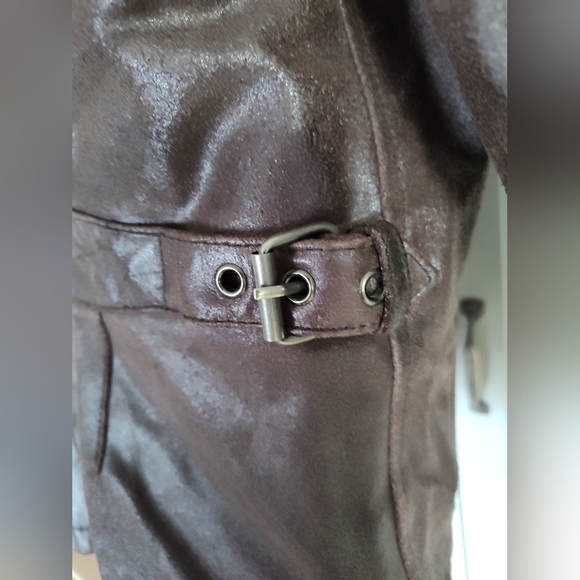 Women's Kenneth Cole Leather Jacket Unworn Cond Fun Detail Textured Sz M 8/10? - Picture 6 of 12